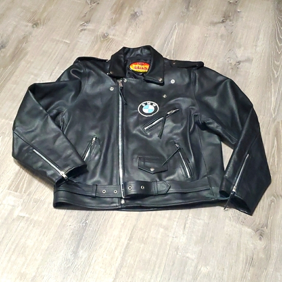 MAS Leather black full zipper jacket men size L - Picture 1 of 8
